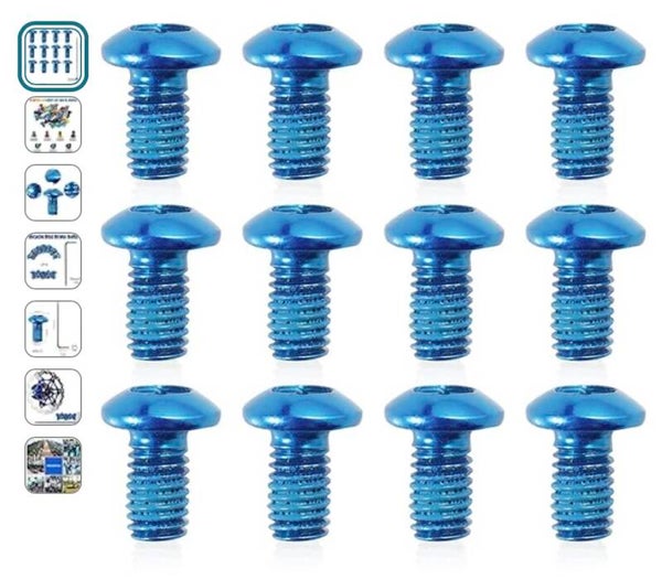 Blue 12 Pcs Bicycle Rotor Screws, Disc Brake Rotor Bolts M5x10mm