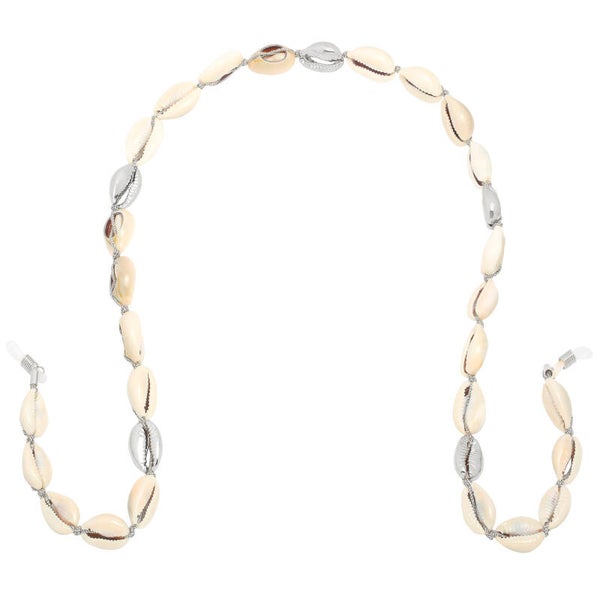 Brillenkoord met schelpjes zilver