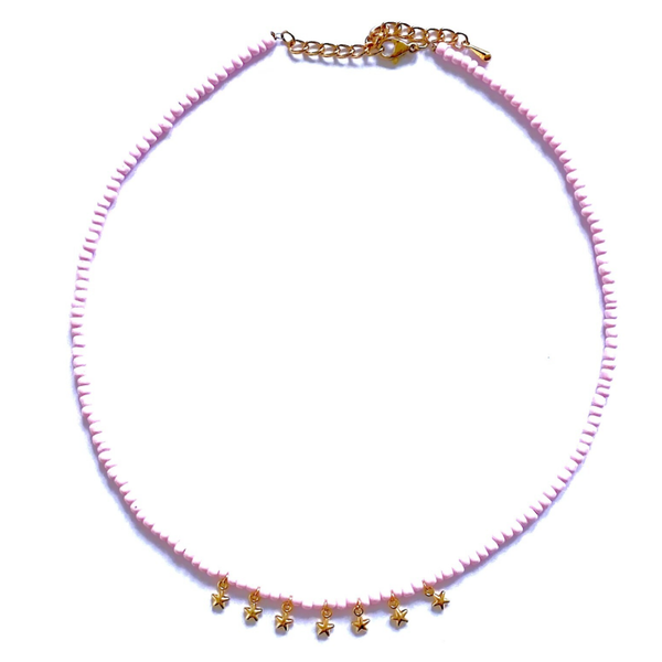 A lot of mini stars necklace pink gold
