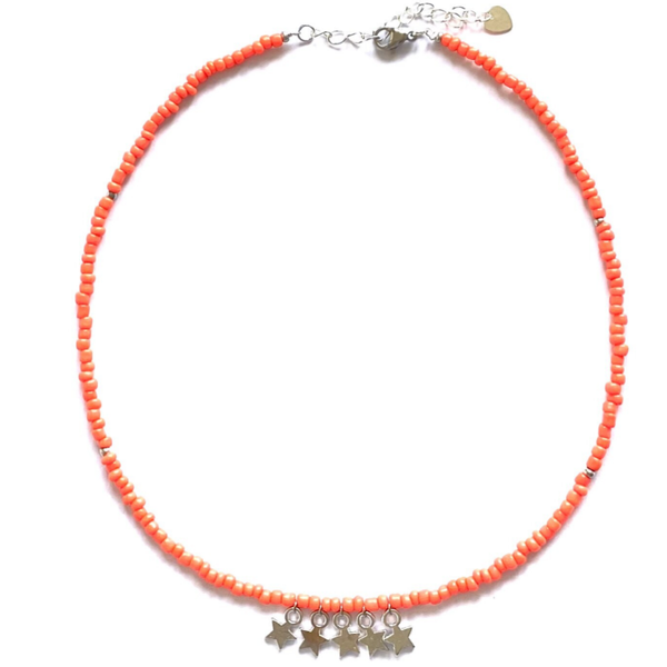 Orange star necklace silver
