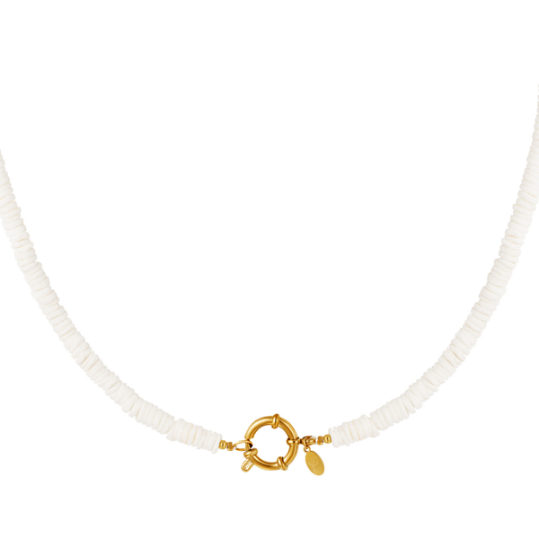 White surf necklace gold