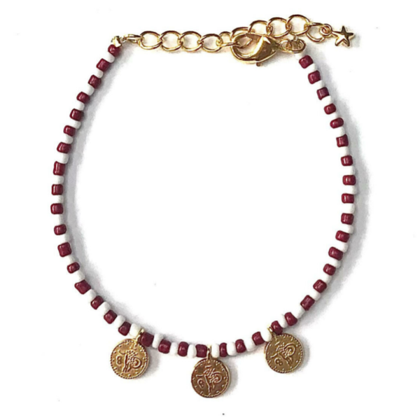 3 coins bracelet red gold