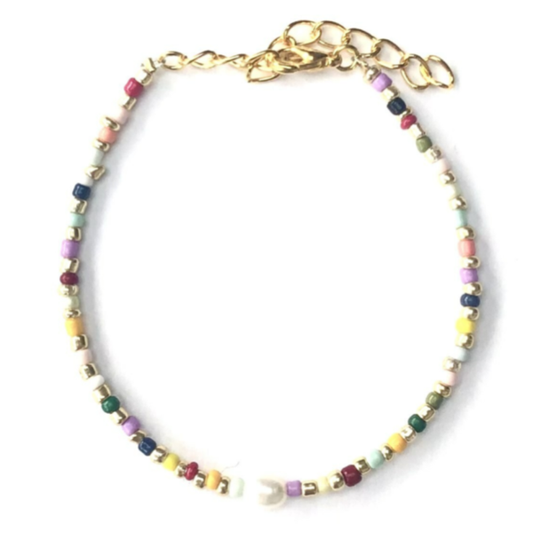 Multi colour pearl bracelet gold
