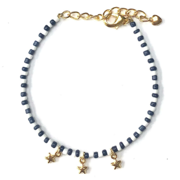 3 mini stars bracelet blue gold