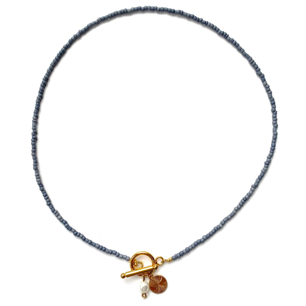 Denim blue necklace gold