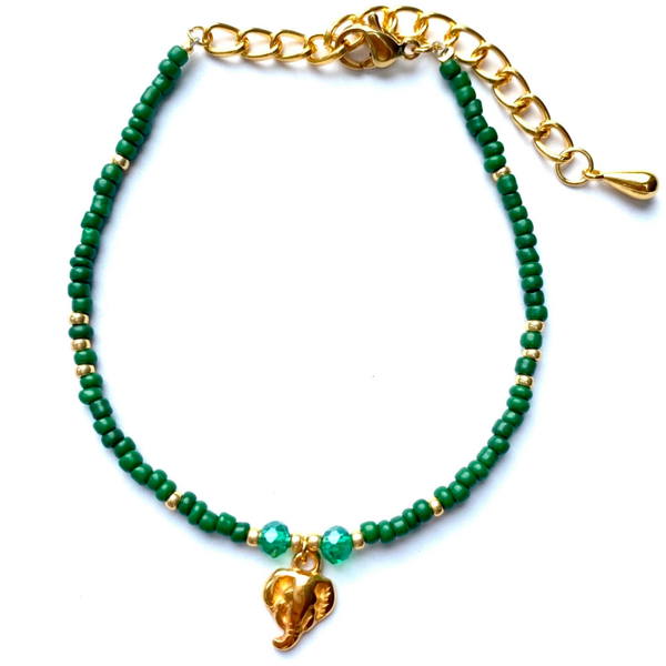 Elephant bracelet green gold