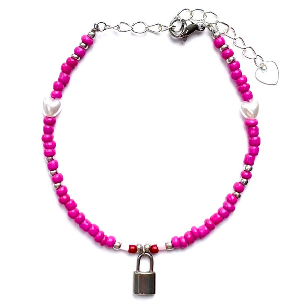 Little lock bracelet pink silver
