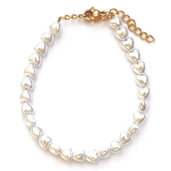 Hearts pearl bracelet gold