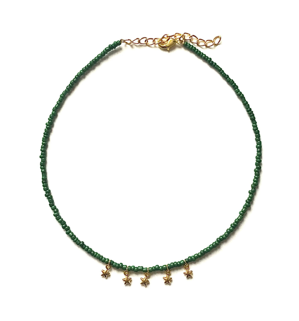 Mini stars necklace green gold