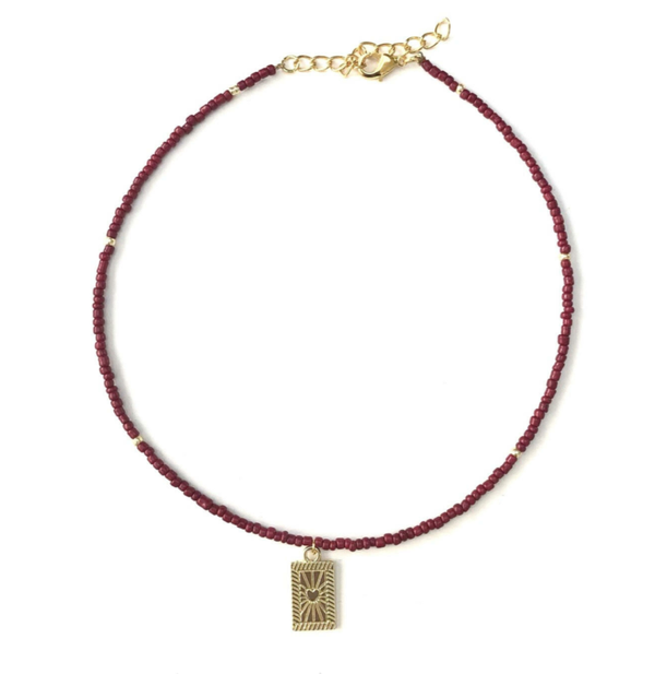 Heart tag necklace red gold