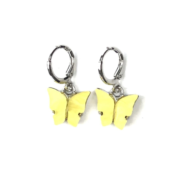 Butterfly earrings yellow silver