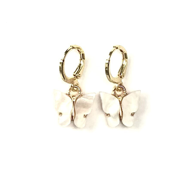 Butterfly earrings white gold