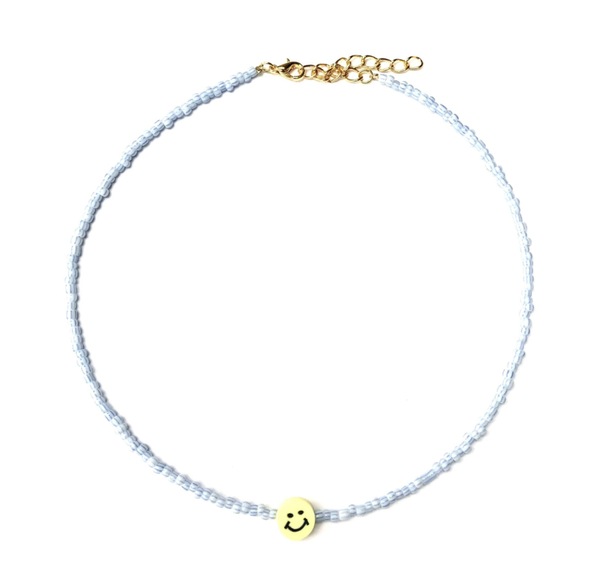 Happy necklace lightblue gold