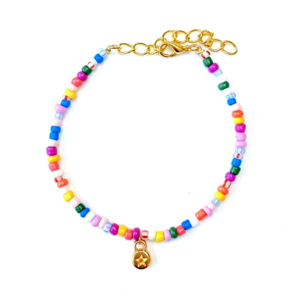 Multi colour star bracelet gold