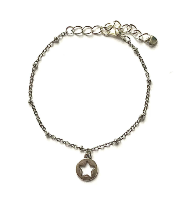 Open star dot bracelet silver