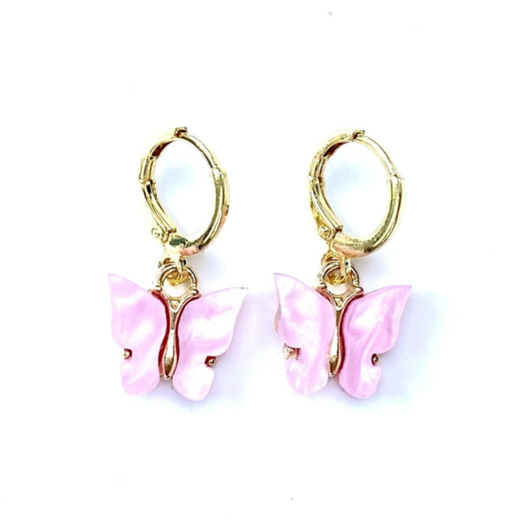 Butterfly earrings pink gold