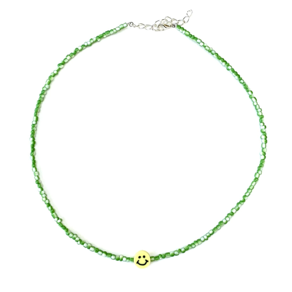 Happy necklace green silver