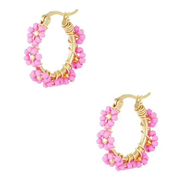 Flower power earrings pink