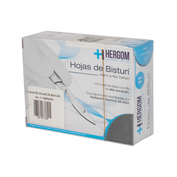 Hojas de bisturí esterilizadas. Caja con 100 piezas