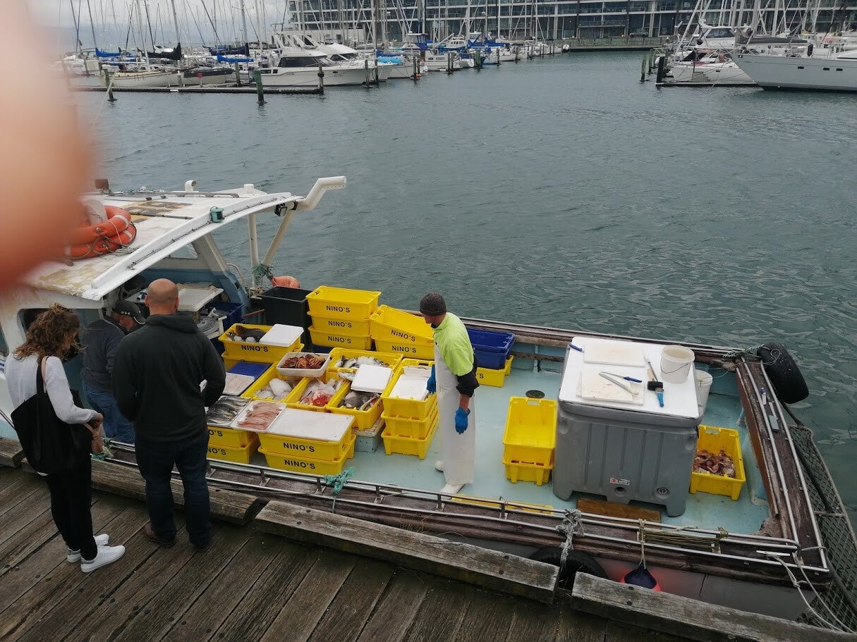 Fischkauf am Hafen