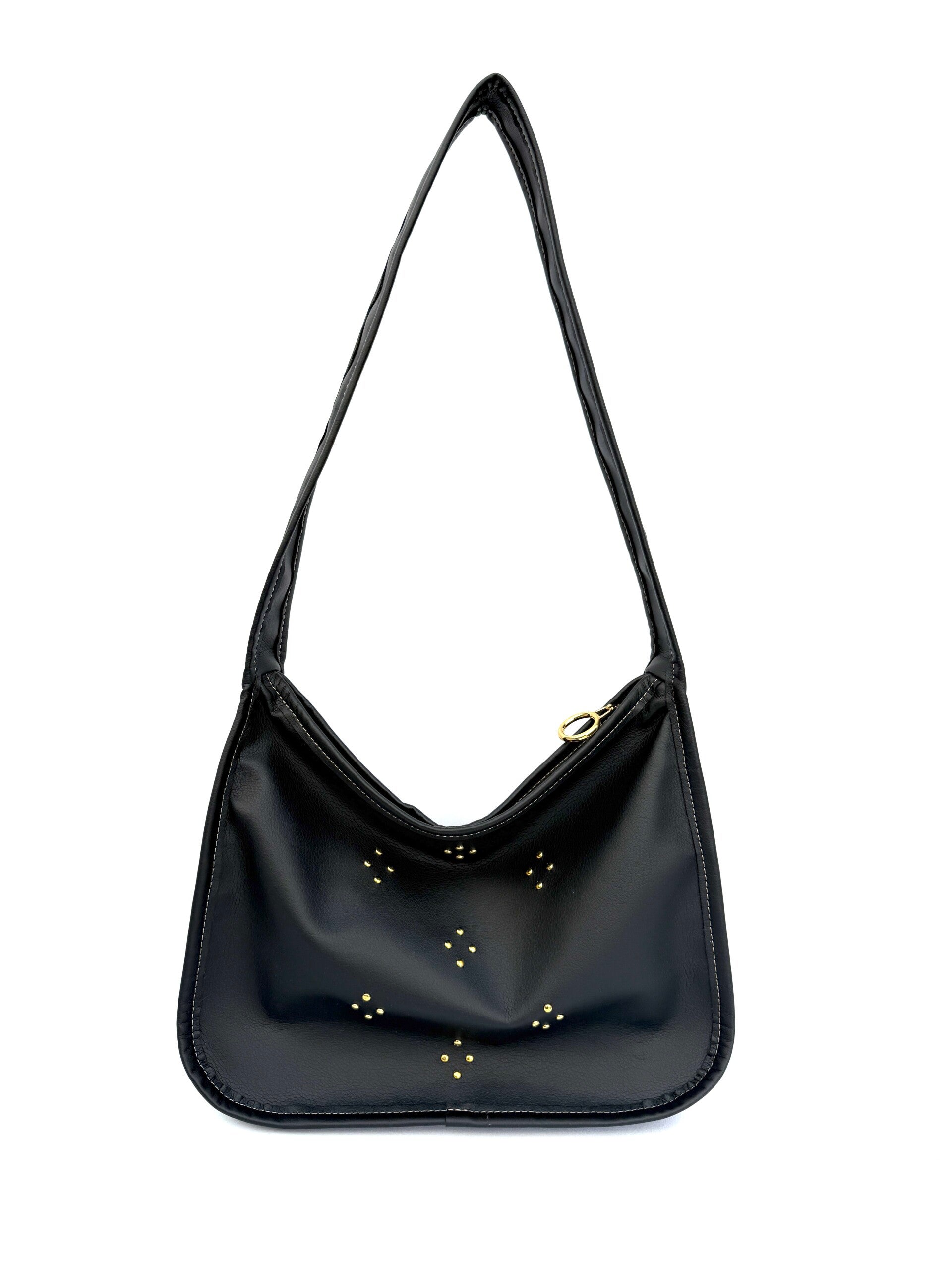 Umhängetasche aus Kunstleder Schwarz mit Ziernieten