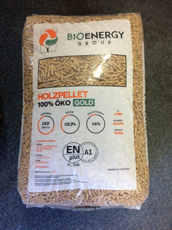 Holzpellets 6 mm ENplus A1 – 975 kg Palette (65×15 kg)