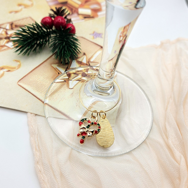 Wijnglasring Candy Cane