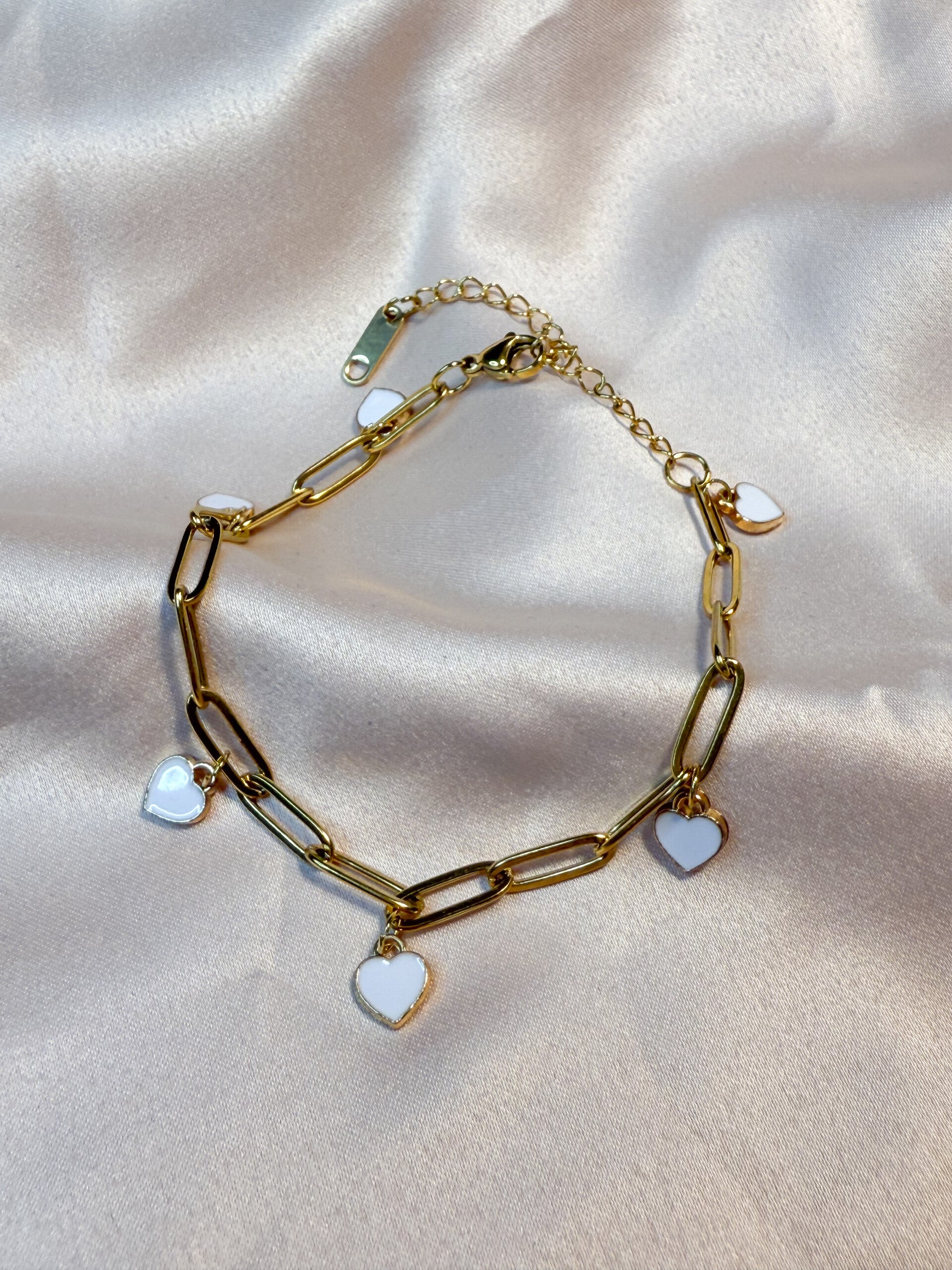 Armband hart wit - goud