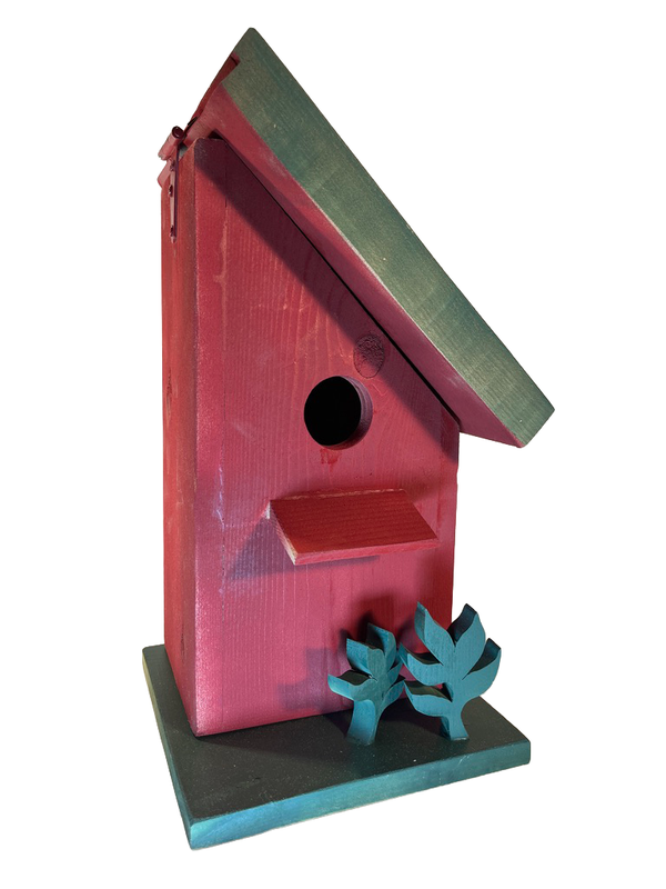 Bird house with leaning roof, Handcrafted