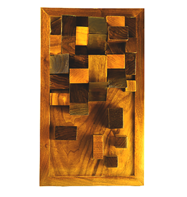 Walnut block wall art