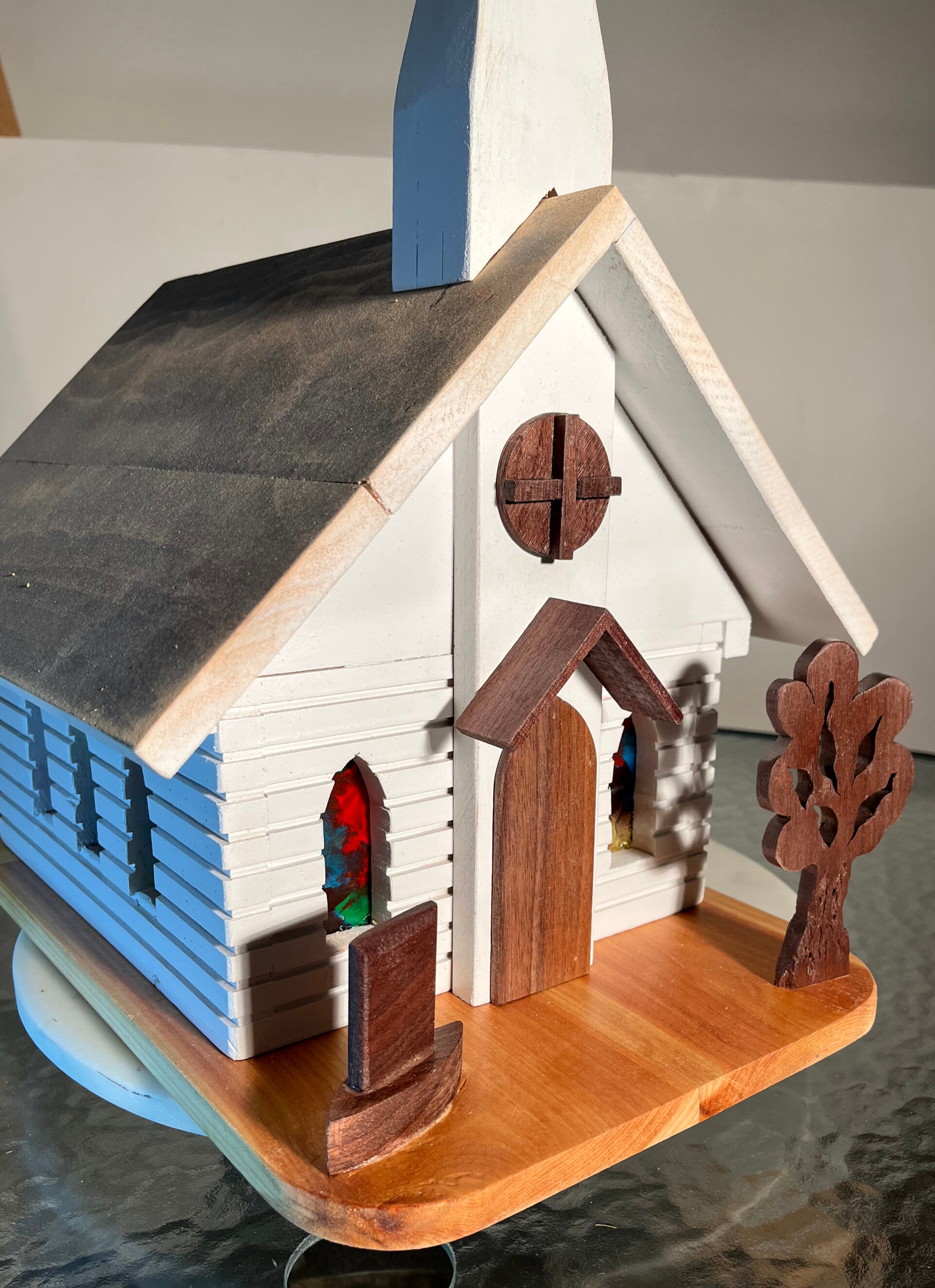 Home decor church from w/Walnut accents SKU-5261-42