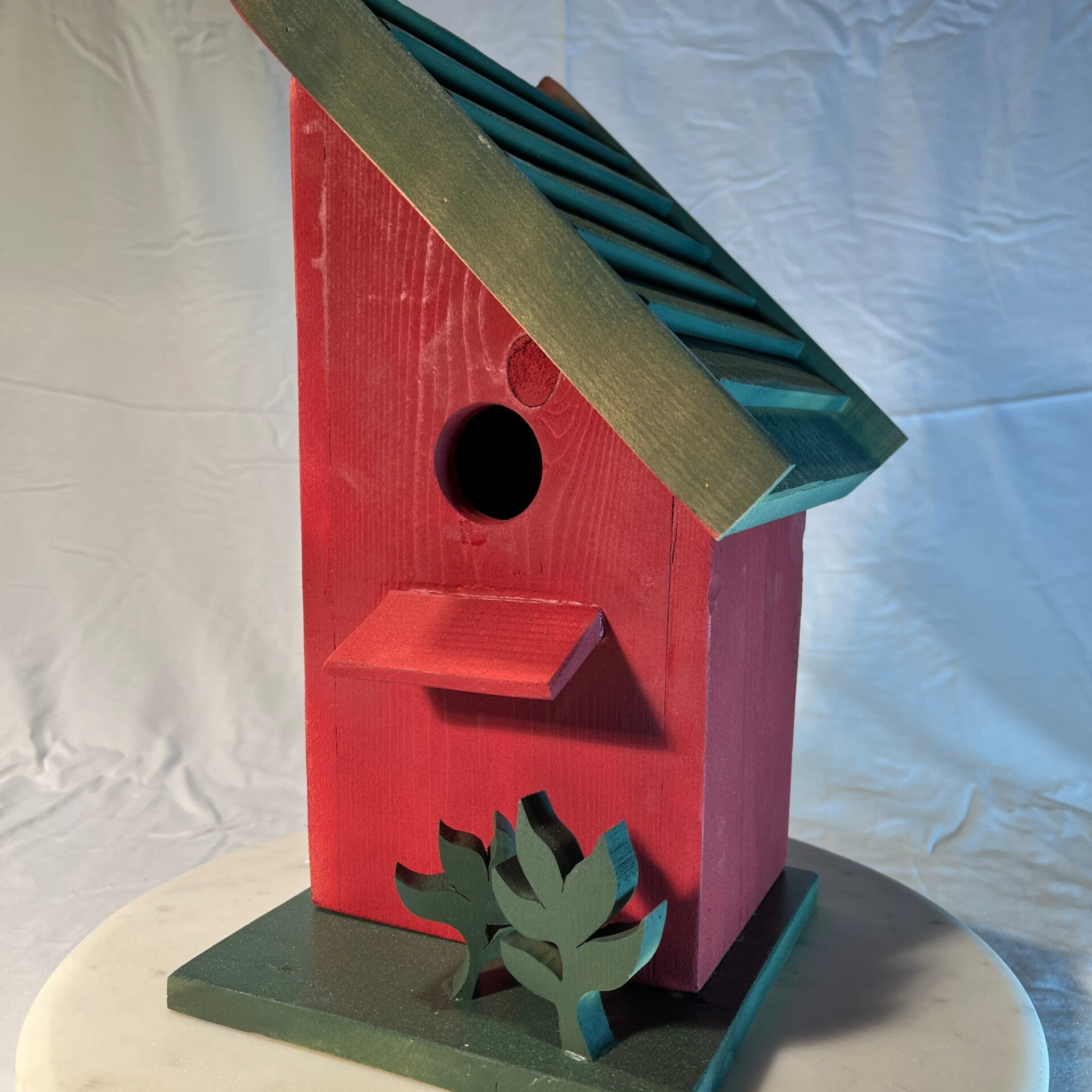 Bird house with leaning roof, Handcrafted SKU-5261-53