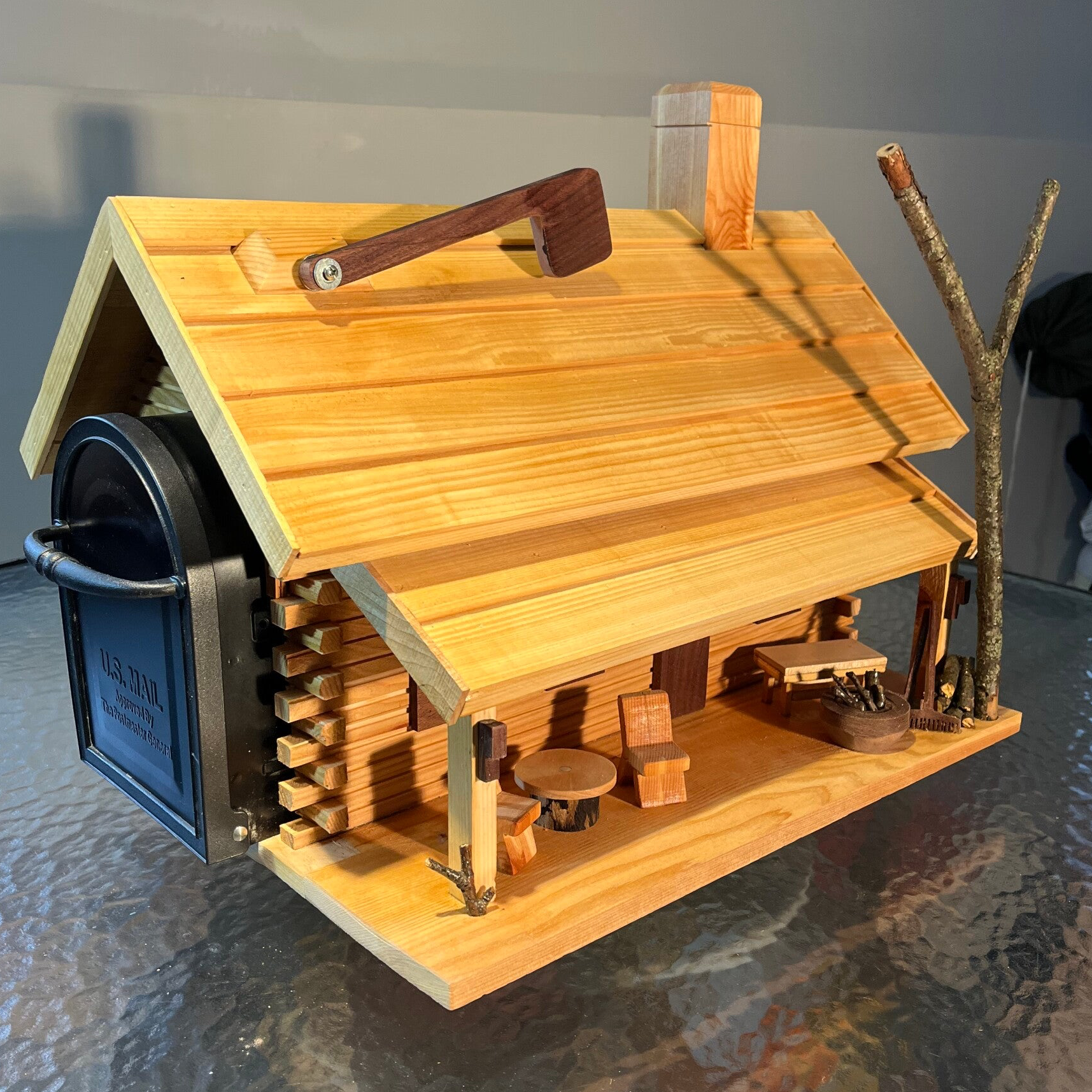 Mailbox cabin with porch all handmade