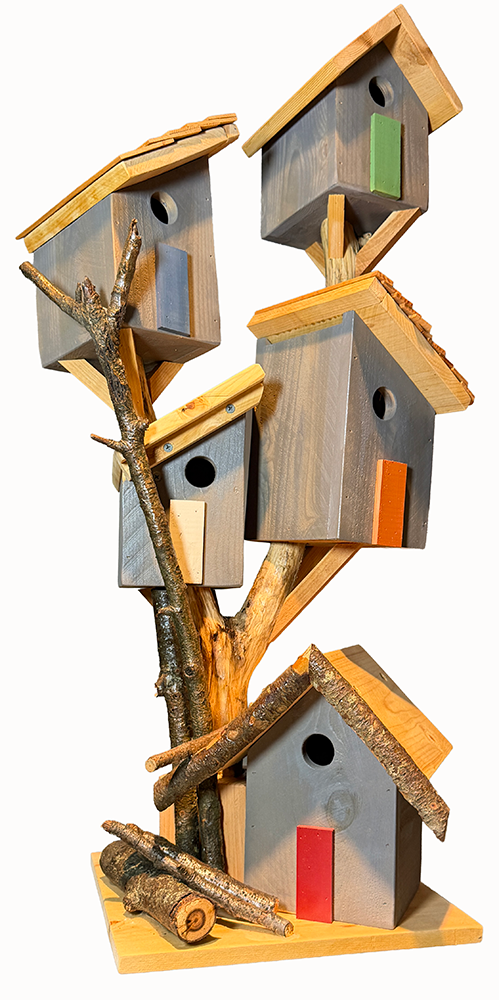 Multi-Unit Colorful Wooden Birdhouse