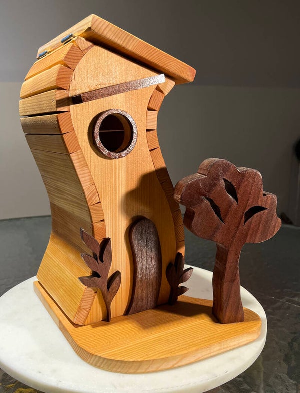 Bird House whimical with walnut accents SKU-5261-32
