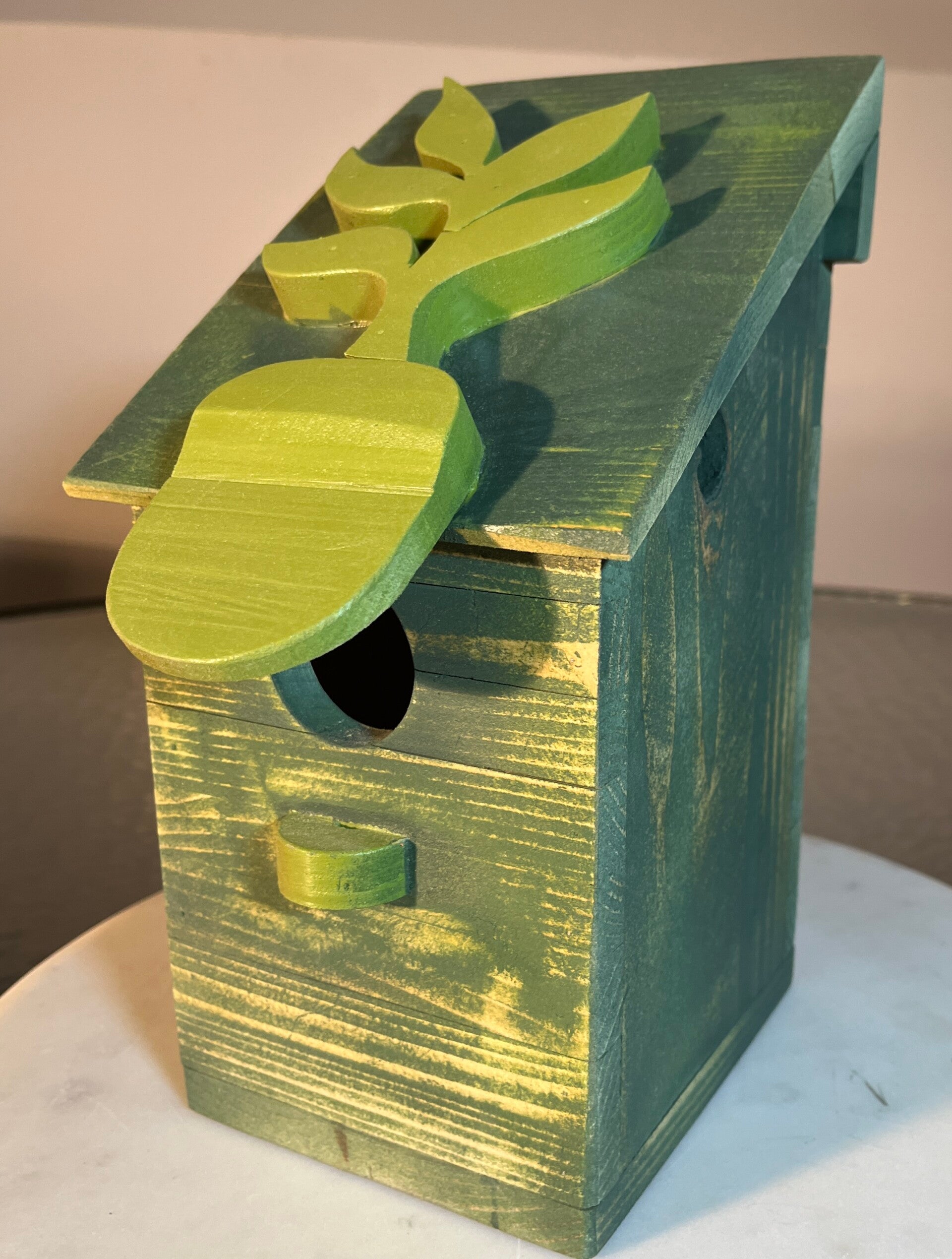 Bird house with a floral touch, handmade