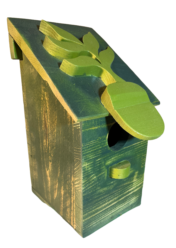 Bird house with a floral touch, handmade