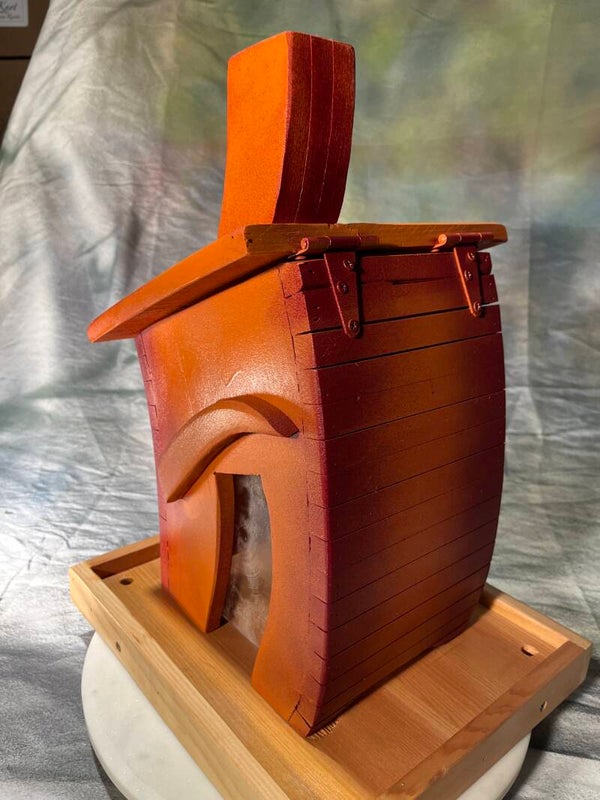 Bird feeder red/orang w/curved sides SKU-5261-56