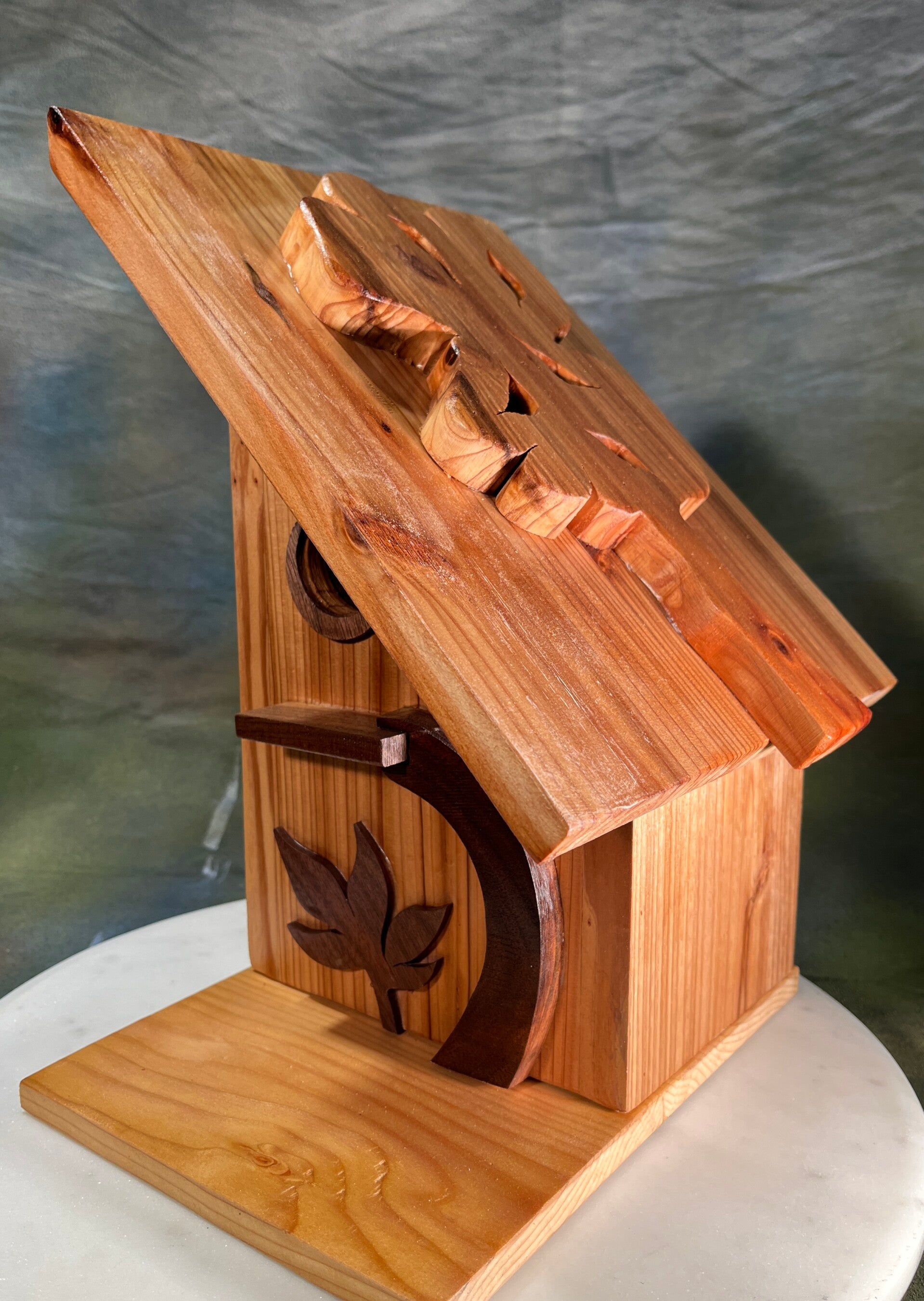 Handmade bird houses are crafted from wood with a natural finish SKU-5261-59