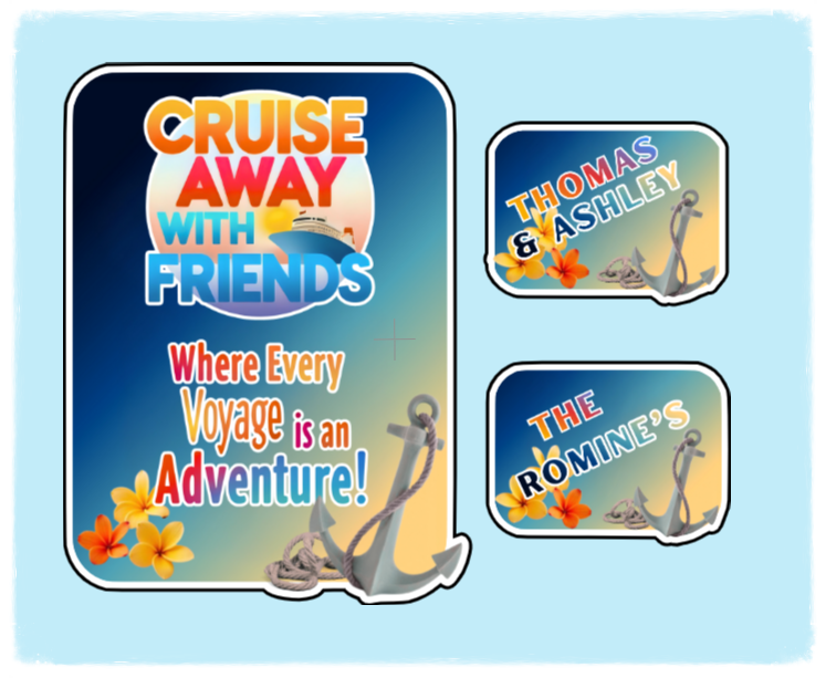 Customized "Cruising Away with Friends" Magnets - 4 Options!