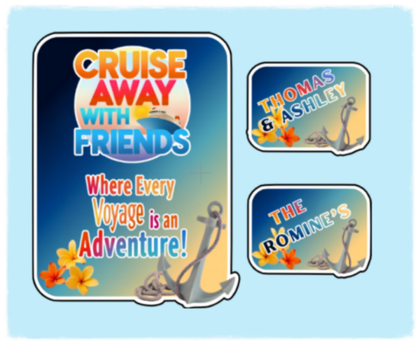 Customized "Cruising Away with Friends" Magnets Set of 3 - 2 Options Available