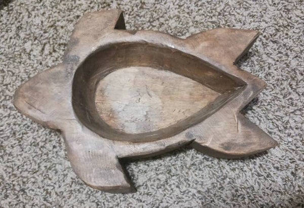Hand carved wooden turtle bowl