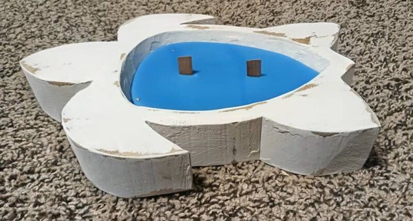 Hand carved white wooden turtle bowl