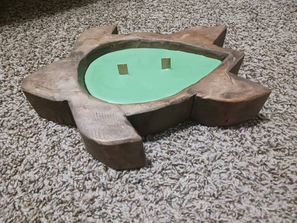 Hand carved wooden turtle bowl