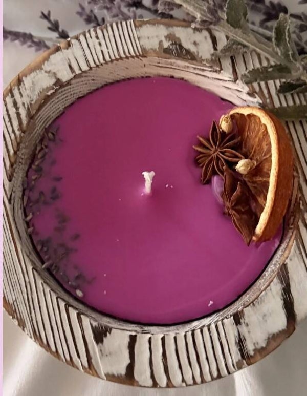 Wooden Dough Bowl white- Earth & Air scented