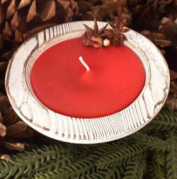 Wooden Dough Bowl- White- Forrest Fire Scented