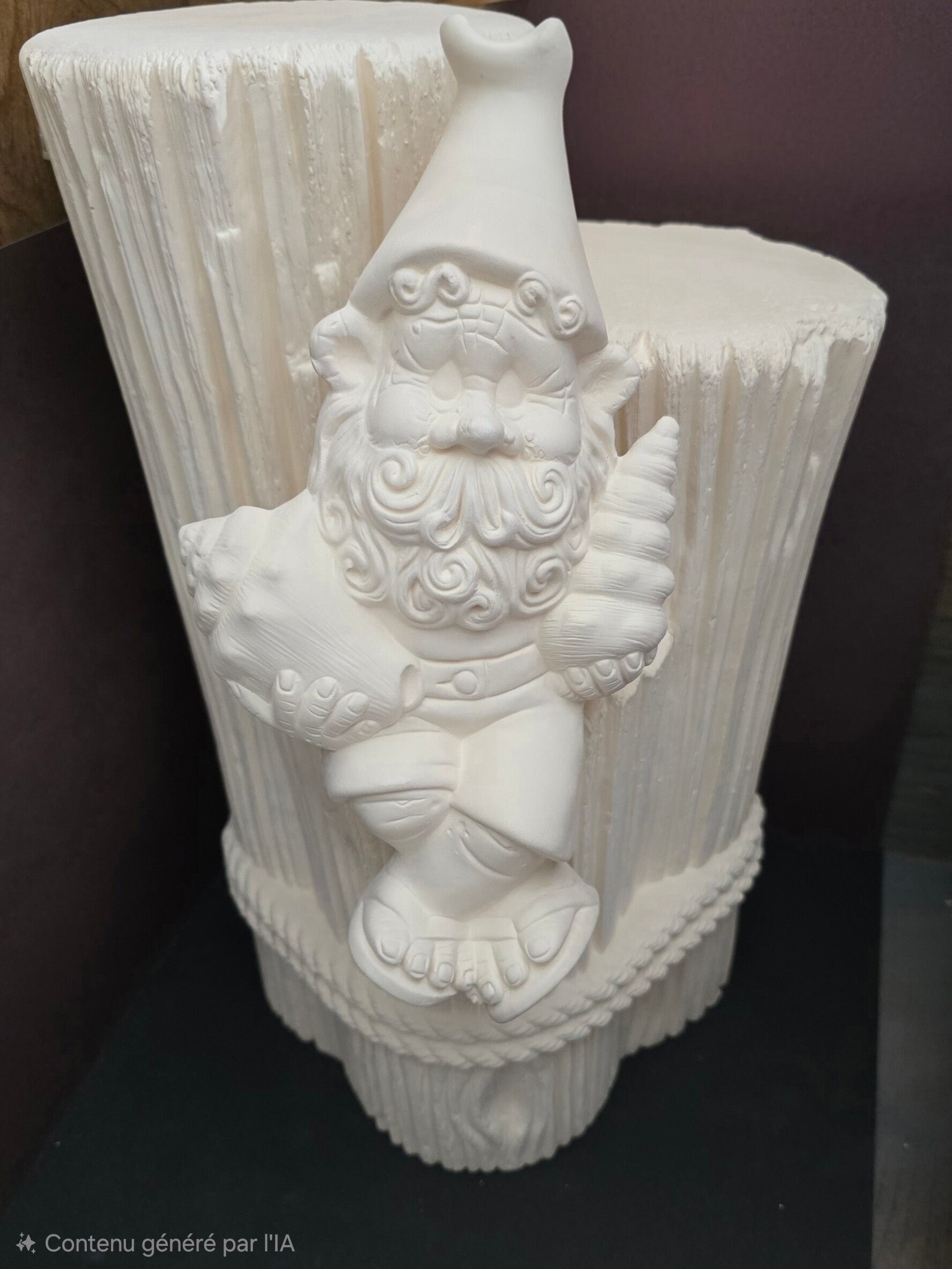 Gnome assis avec coquillage #2862