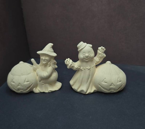 Sorcière et fantôme avec citrouille #521