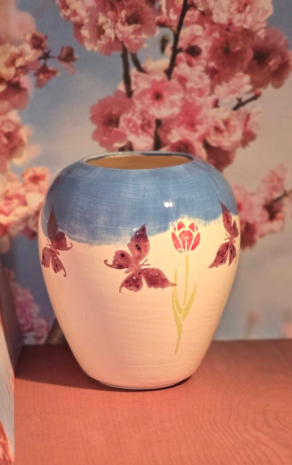 Pot fleur avec papillon et fleur / Flower pot with butterfly and flower