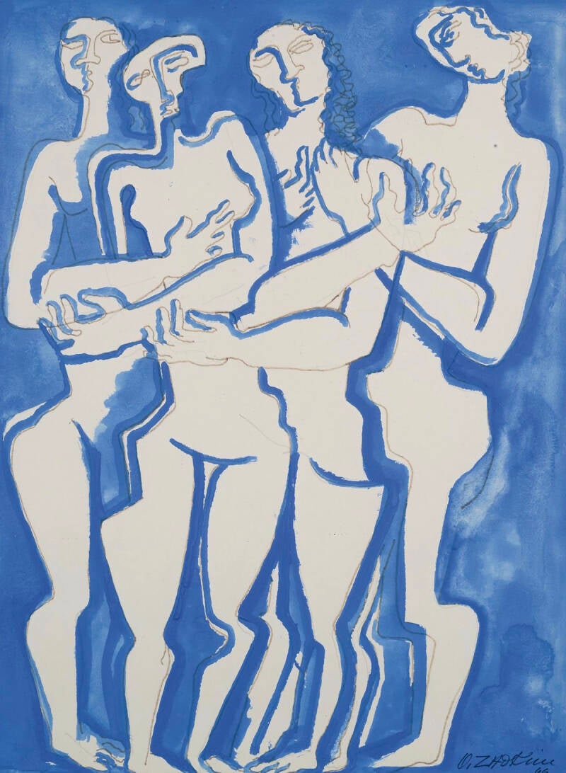 Ossip Zadkine - Quatre Femmes - 1966 - work on paper